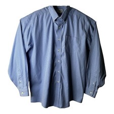 L.L. Bean Blue  Black Check Button Up Shirt Collar Size Large