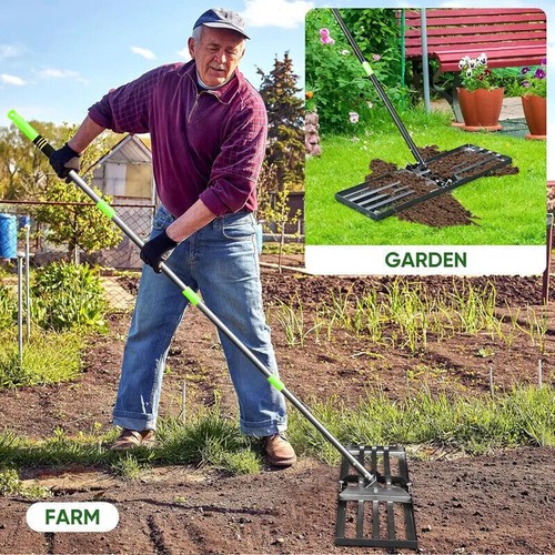 Heavy Duty Lawn Leveller Lute Sand Soil Leveling Rake Grass w/ Adjustable Handle - Picture 11 of 11