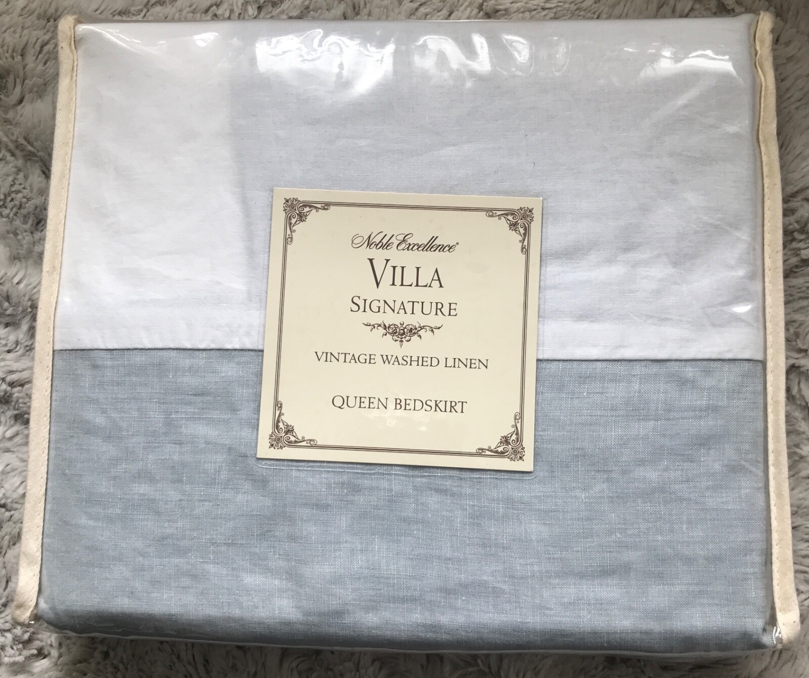 NIP NOBLE EXCELLENCE VILLA SIGNATURE 100% VINTAGE WASHED LINEN QUEEN BEDSKIRT