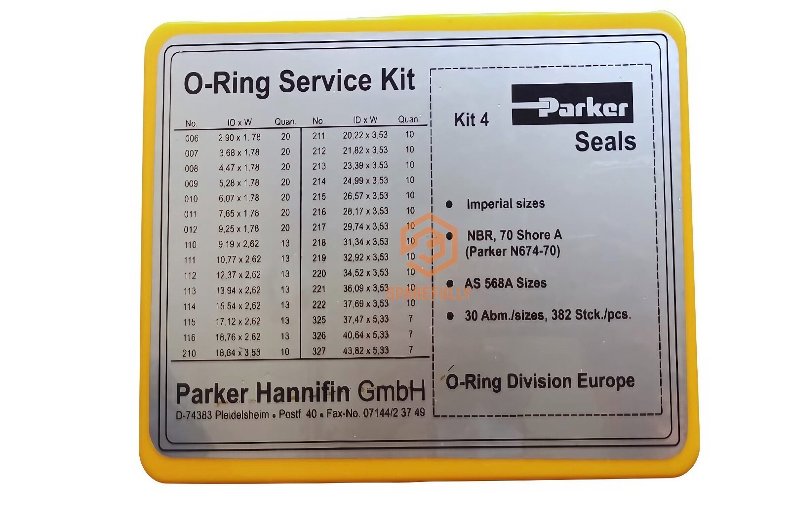 Parker Genuine Imperial ORing Kit Number 4 370404N0674, N67470 382