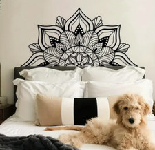 Wandskulptur Art Deco Mandala - Große Wandkunst aus Metall mit Lotusblume,