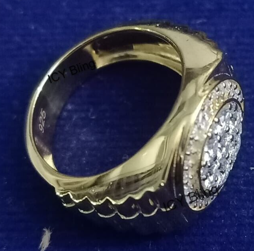 4,25 kt echter Moissanit Herren Hochzeit Verlobungsring 14 kt Weißgold Oberfläche - Bild 3 von 4