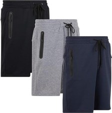 3 PACK: Men's French Terry Fleece-Lined GYM WORKOUT RUNNING Cotton Sweat Shorts