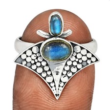 Natural Labradorite - Madagascar 925 Sterling Silver Ring PS5S s.8 CR63180