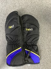Head Black w/ Blue  Yellow Kids Snow Mittens Size Small M32B