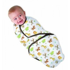 TWO Baby SwaddleMe Wrap Swaddle Blanket Small/Medium Cotton Safari Jungle 7-14lb