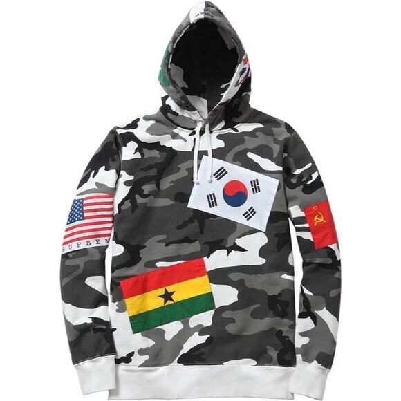 Rare pull patch drapeaux supreme sweat à capuche rue camouflage neige camouflage grand