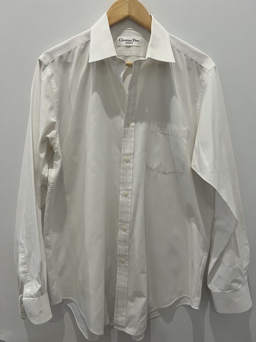 VINTAGE 90s Christian Dior Men's Dress Shirt - White 16.5