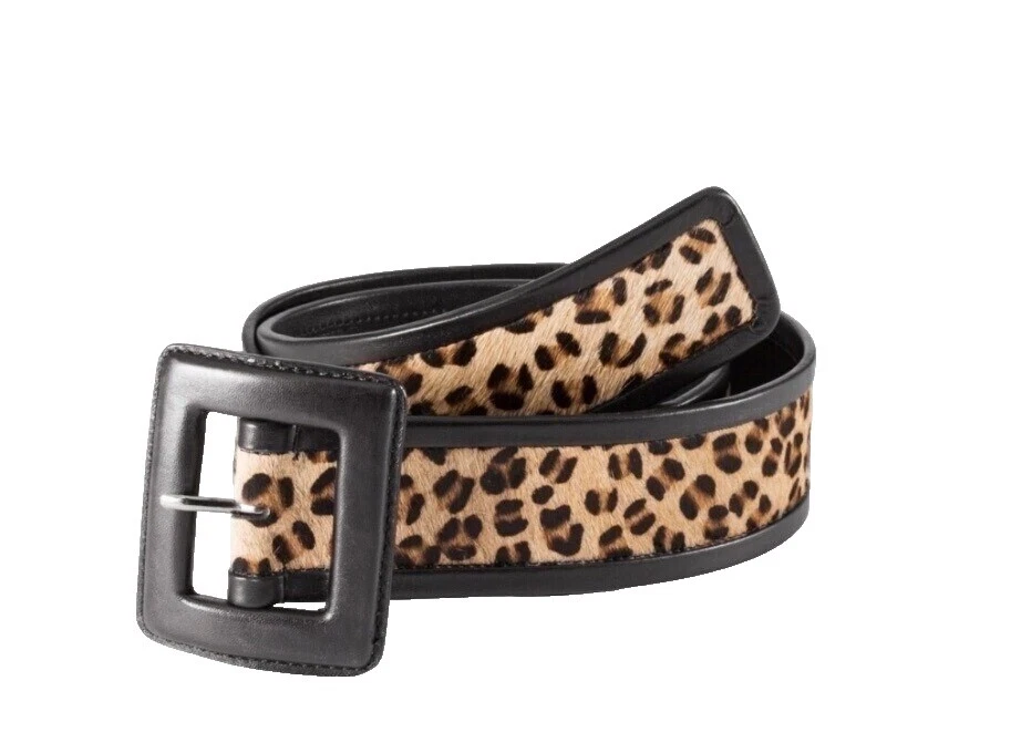 Chico's 皮革动物印花皮带女