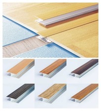 ALUMINIUM WOOD EFFECT DOOR FLOOR BAR-TRIM-THRESHOLD-LAMINATE CONNECTOR - 1 Metre