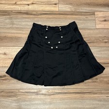 Men's Utilikilts Kilt SZ 34 Black Canvas Heavy Snap Pleated USA Made Pockets