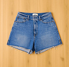 Abercrombie  Fitch 4" Mom Short High Rise Blue Denim Cutoff Shorts Women 29