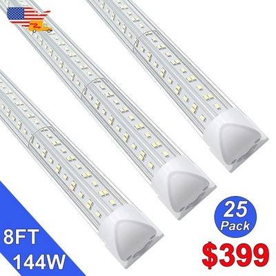 96'' V Shaped Led Tube Light 25 Pack 4 Row 144W Factory Workshop Ceiling Fixture