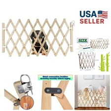 Versatile Wooden Dog Gate: Retractable Safety Protection for Small Pets' Spaces
