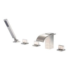 Roman Tub Faucet with Hand Shower, Waterfall Tub Filler Deck Mount Brushed Ni...