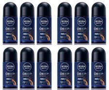 Nivea Roll On Deodorant for Men Espresso Black Carbon Wood Antiperspirant 12 Pk