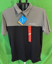 Columbia Active Fit Logo Polo Shirt Black  Gray Men's M NEW NWT 