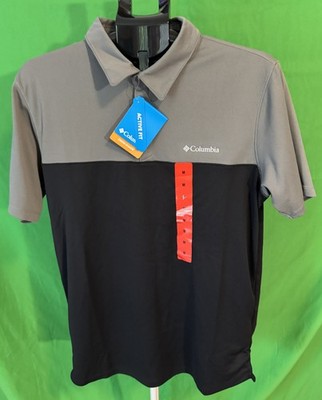Columbia Active Fit Logo Polo Shirt Black & Gray Men's M NEW NWT!