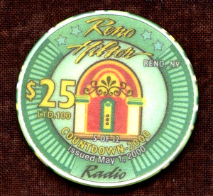 $25.00 Reno Hilton. Reno, NV. Millennium Limited Edition.