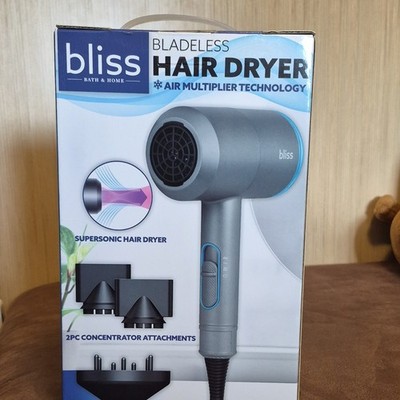 bliss Bladeless Hair Dryer Air Multiplier Supersonic 2PC Concentrator Cool Shot