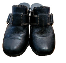 Born Size 8M Clog mules W/ buckle black leather Chunk Heel Y2k