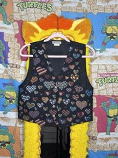 Vintage 90s Warning By Mirrors Made In USA Vest Medium Womens’s Hearts
