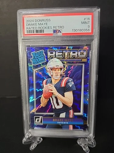 2024 Panini Donruss Rated Rookie Retro Drake Maye #16 Patriots PSA 9