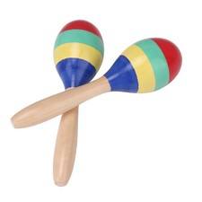 2PCS Color Wooden Orff Sand Ball Maraca Percussion Hand-cranked Musical Instr...