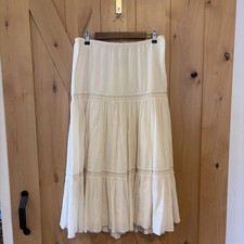 Vtg Polo RALPH LAUREN JEANS CO Skirt Midi Ivory Boho 90s Country L Cottage