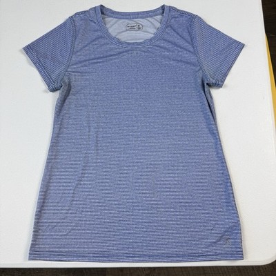 Be Inspired Athleisure Top Womens M Medium Blue Striped Crew Neck