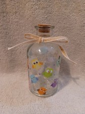 Decorative Owl Printed Glass Favor Bottle W/Cork Lid And Burlap Ribbon  L-107