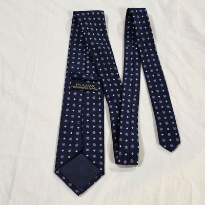 Jos A Bank Executive Collection Silk Necktie Blue Diamond Pattern Hand Made Mens