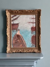 Vintage Oil Painting Impressionist Modernist Seascape