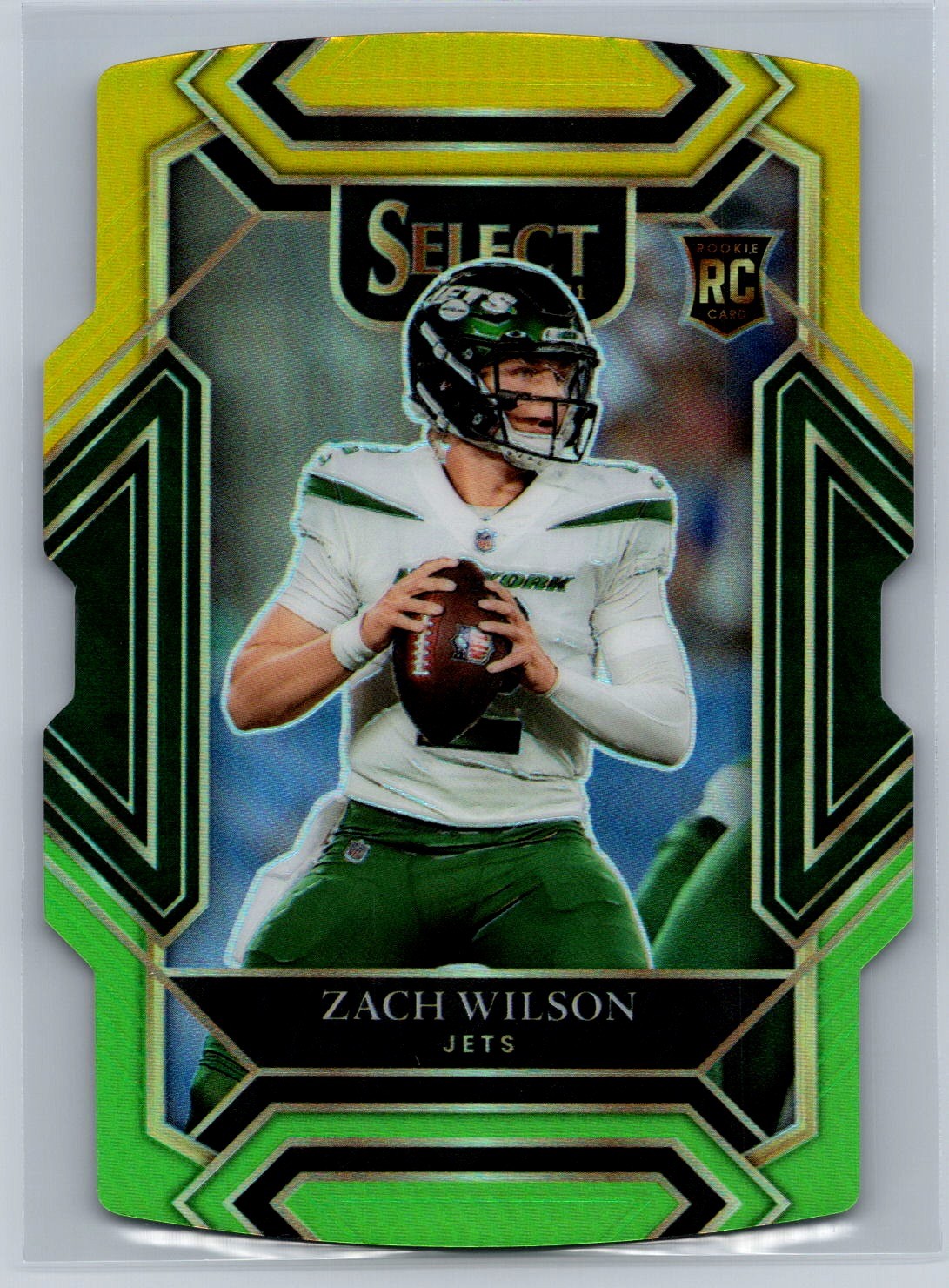 Zach Wilson 2021 Panini Select Rookie Green and Yellow Prizm Die Cut #244