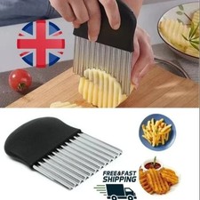 Image of Crinkle Cutter Stainless Steel Fries Chips Potato Salad Kitchen Tool Wavy Slicer