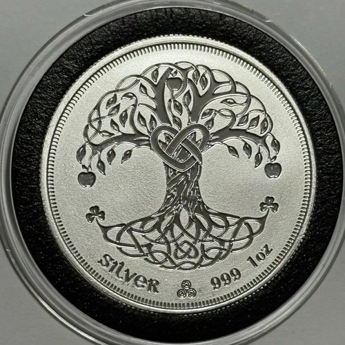 Éire Tree of Life Tara Tri-Spiral Irish Coin 1 Troy Oz .999 Fine Silver Round