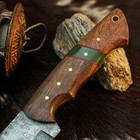 9.0" Tanto EDC Knife Damascus Fixed Blade Wood Handle Full Tang + Sheath — photo 3