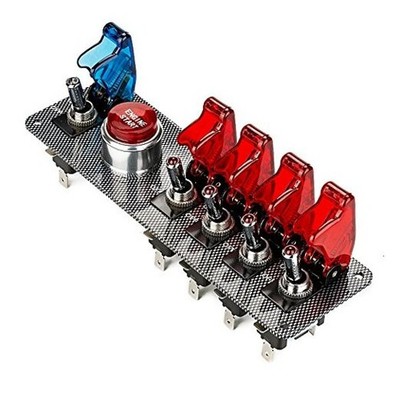  dc12v flip-up Ignition Switch Panel,5 in 1 car Engine Start Push 4 Red 1 Blue