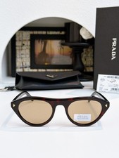 Prada SPR B15 Havana Tortoise Sunglasses Light Brown Lens Gold Trim NEW