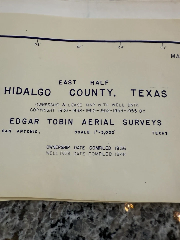 Hidalgo County TEXAS East Half Edgar Tobin Aerial Surveys Map Oil Gas Wells - Image 2 of 4
