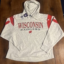 Wisconsin Badgers NCAA Women Hoodie Sweatshirt White Large