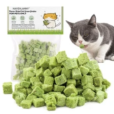 HavenJanny 60g Freeze-Dried Cat Grass Treats for Indoor Cats - Hairball & Teethi