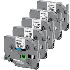5 PK For Brother P-Touch TZe-231 TZ-231 12mm Black on White label maker Tape