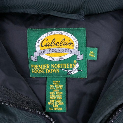 Cabelas Premier Northern Goose Down Jacket Mens XL Tall Hooded Green Heavy XLT - Picture 3 of 11