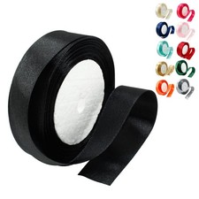 Black Satin Ribbon - 1 Inch x 25 Yards, Perfect for Wedding Bouquets, Gift Wrapp