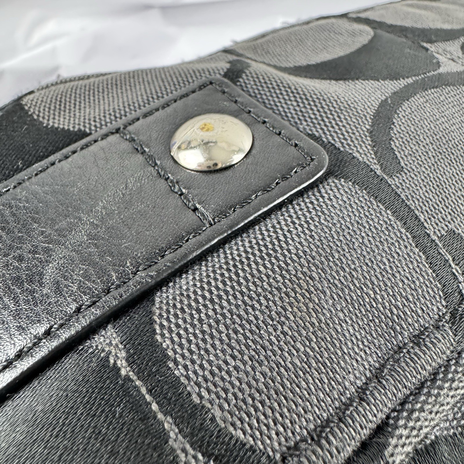 Vtg Coach Y2K Signature C Jacquard Hobo Shoulder Bag Black Leather Trim thumbnail 9