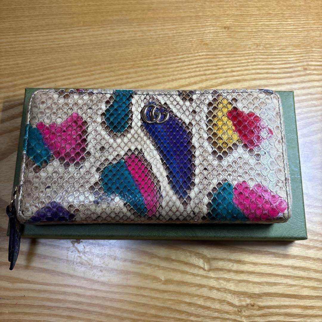 Gucci Long Wallet GG Marmont 456117 0959 Leather multi-collar Authentic F0204259