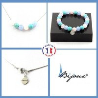 A Bijoux Schmuckset Armband Halskette Perlen Rosenquarz + Ai