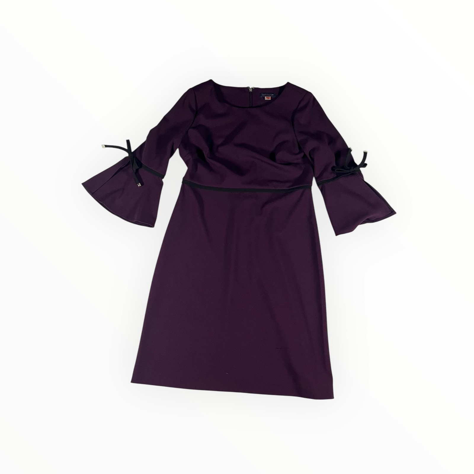 Tommy Hilfiger Women's Purple Bell Sleeve Dress with Tie Detail - Size M