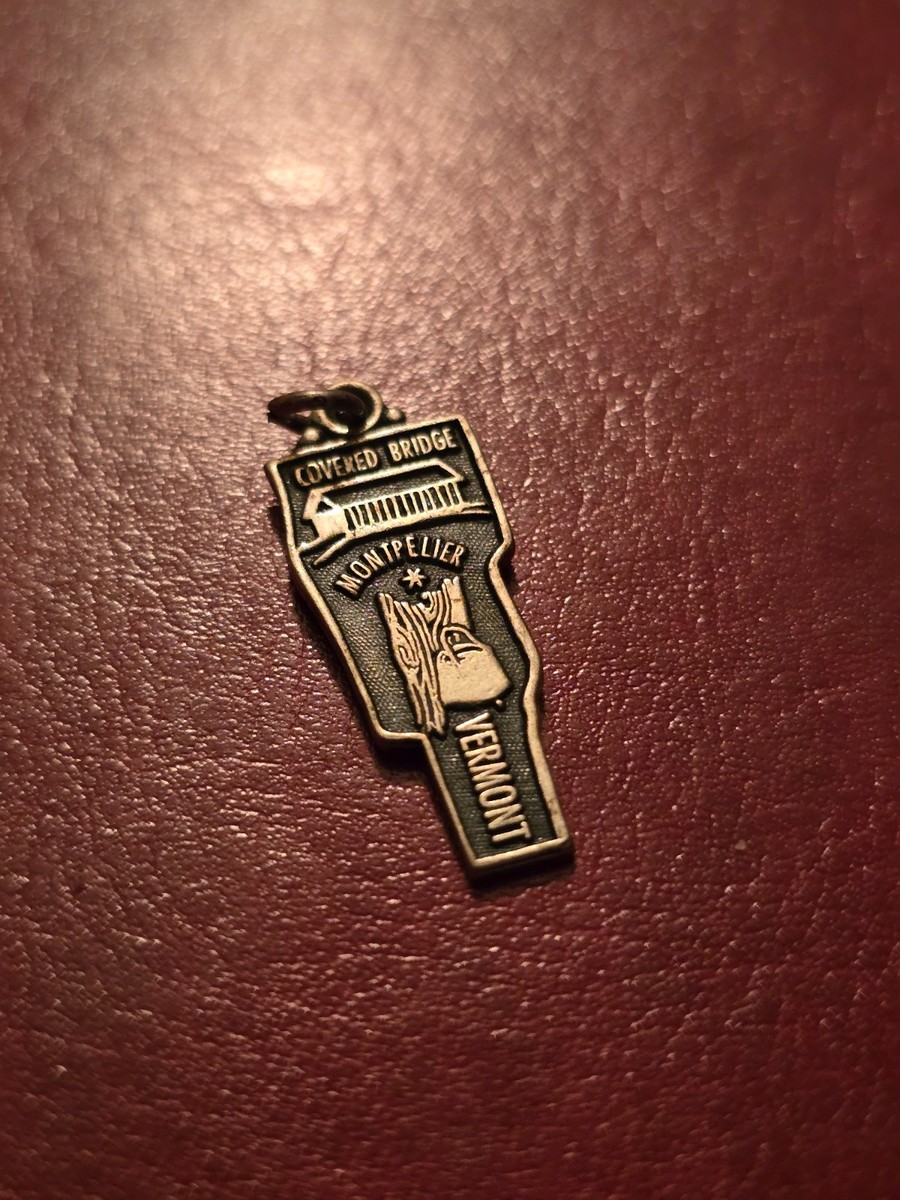 🔅 VERMONT * State Charm for Bracelet * Sterling Silver 925 * Covered Bridge View 3